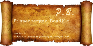 Pissenberger Bogát névjegykártya